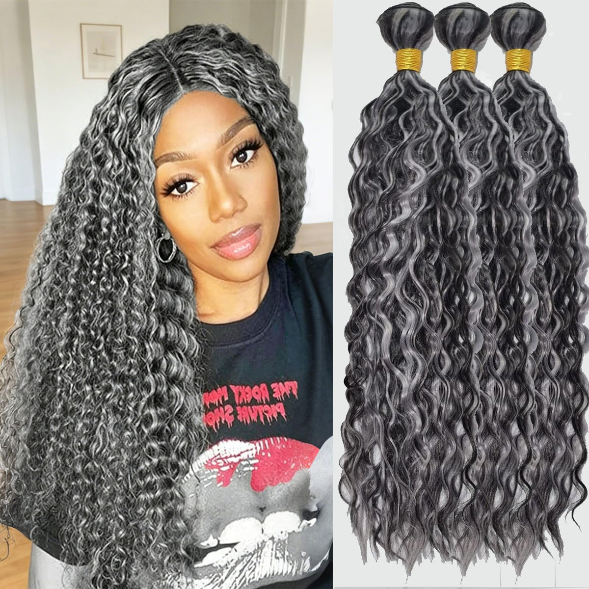 Habiliana extensions cheveux humains P1B/GREY 20 pouces vue de face