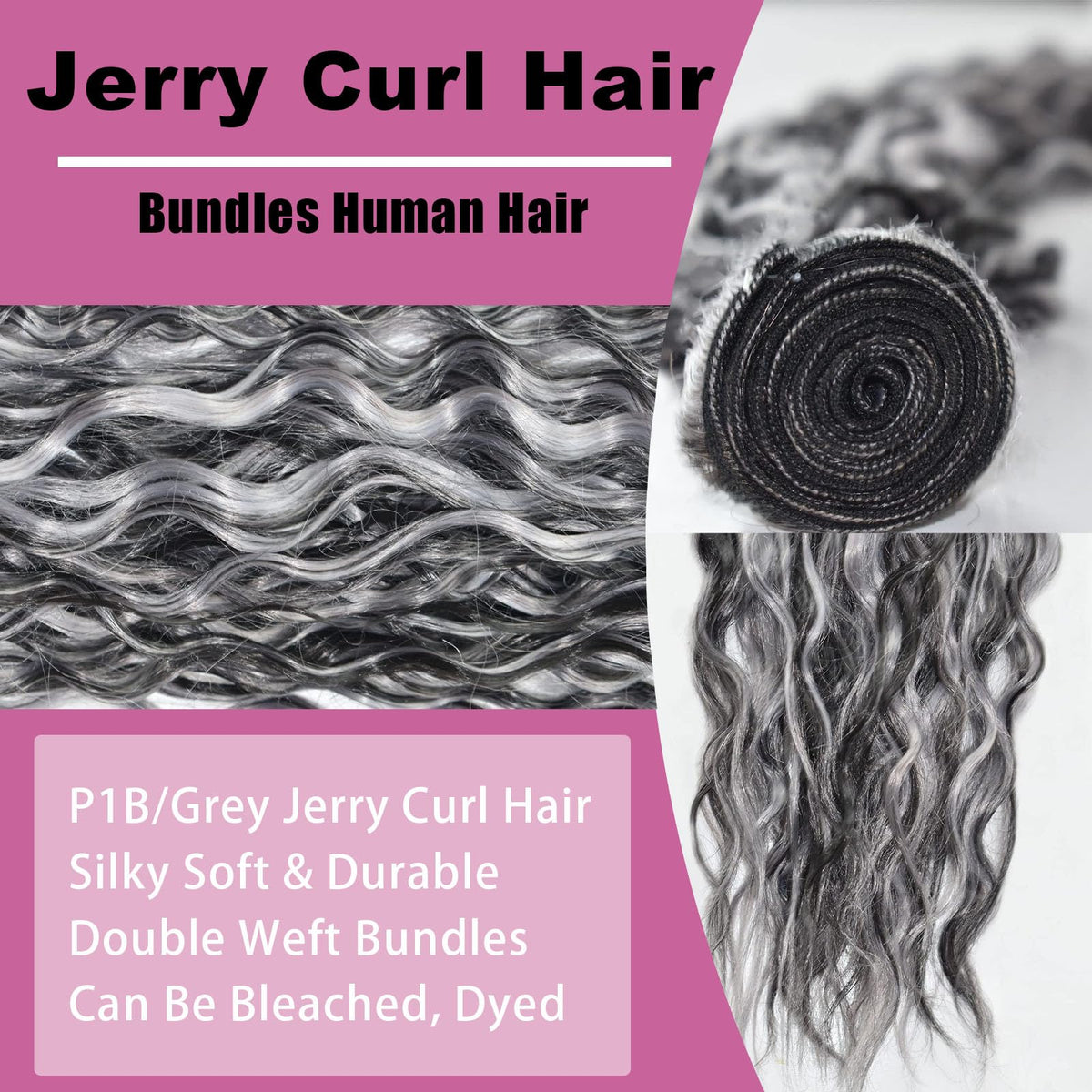 Habiliana extensions cheveux humains P1B/GREY 24 pouces en boucle