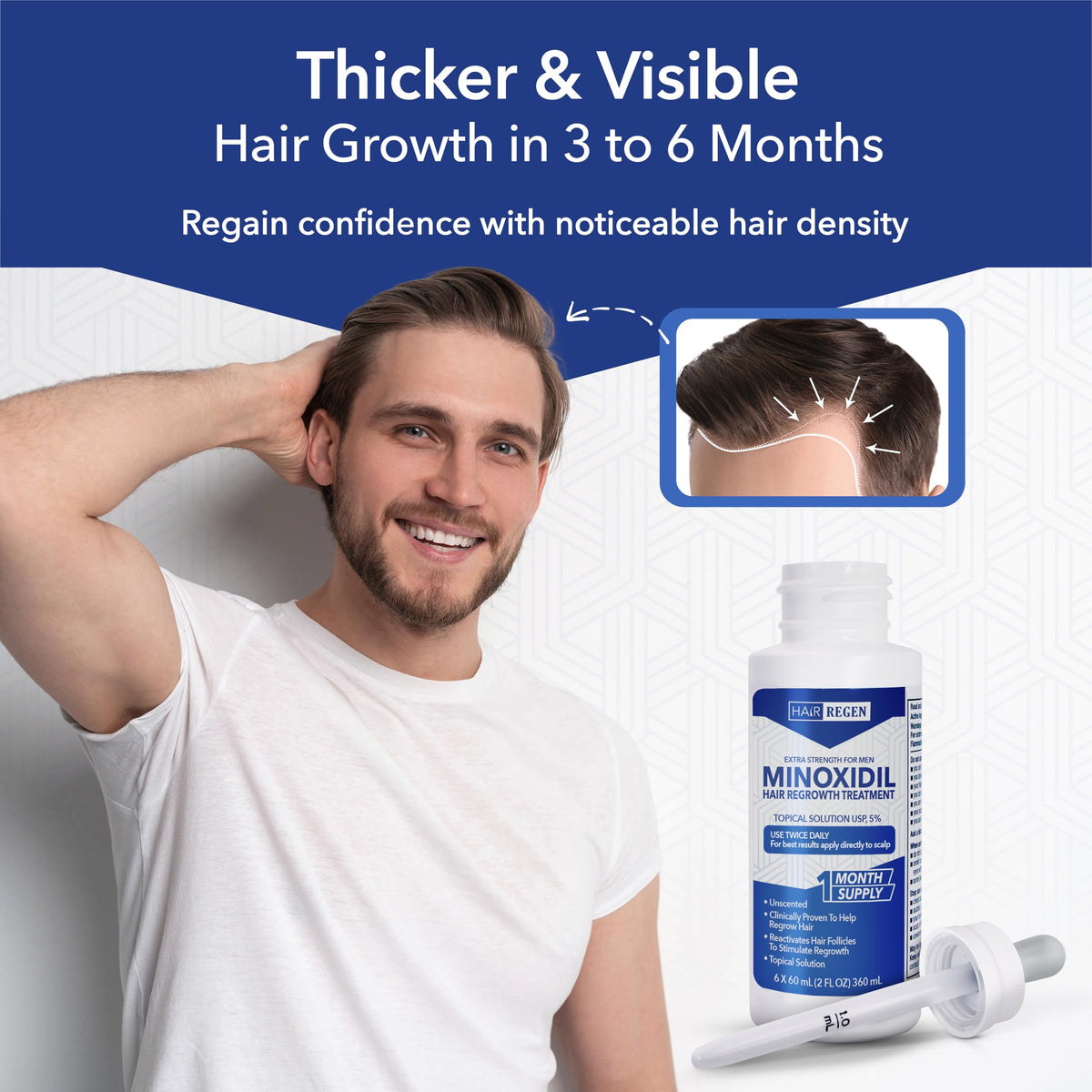 Hair Regen Minoxidil 5% flacon ouvert