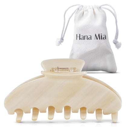 Hana Mia Grande Barrette Crème 4 Pouces vue de face
