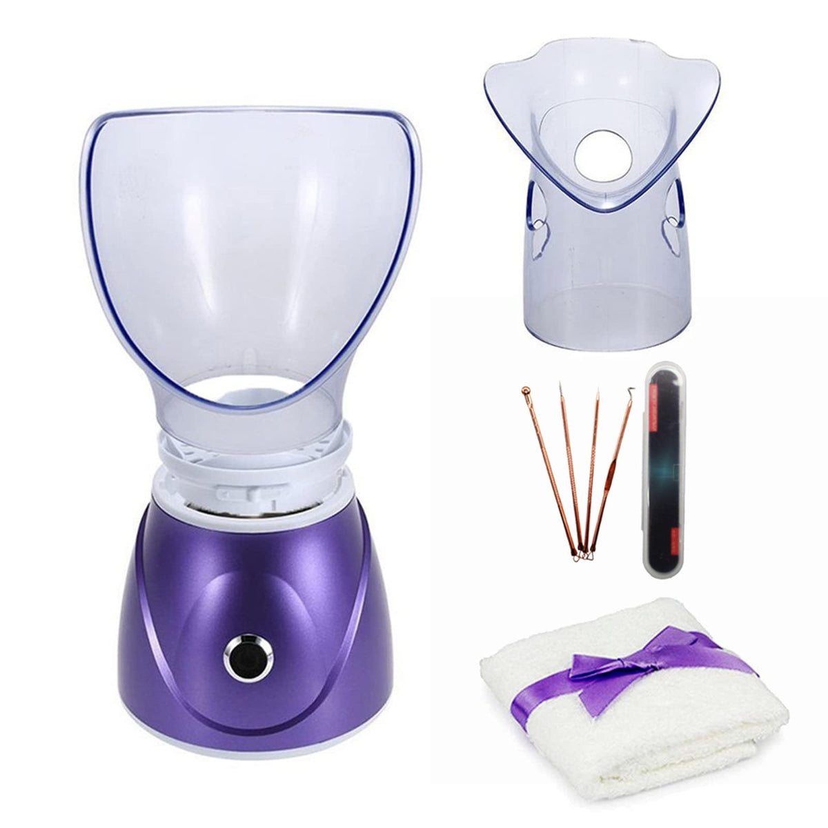 Hann steamer facial violet vue avant avec diffuseur d'aromathérapie