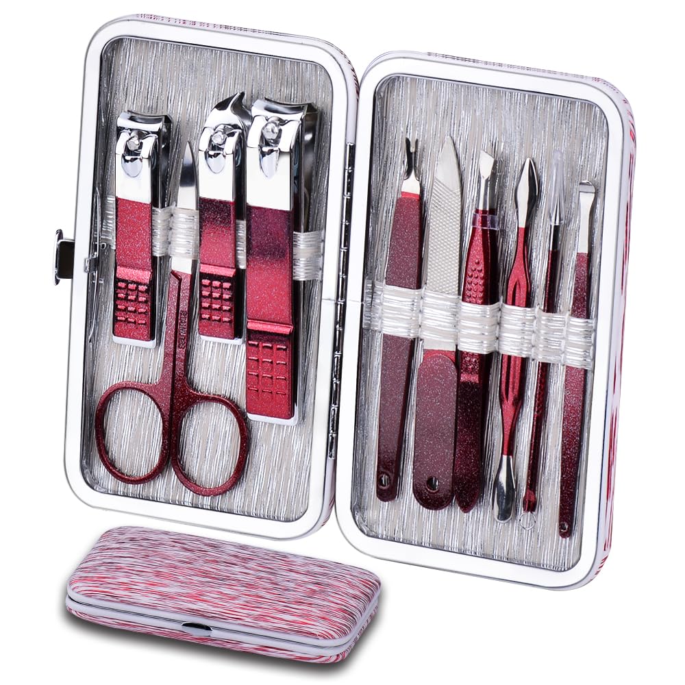 HANTEKAS Set de Manucure 10 pièces en acier inoxydable, vue de face