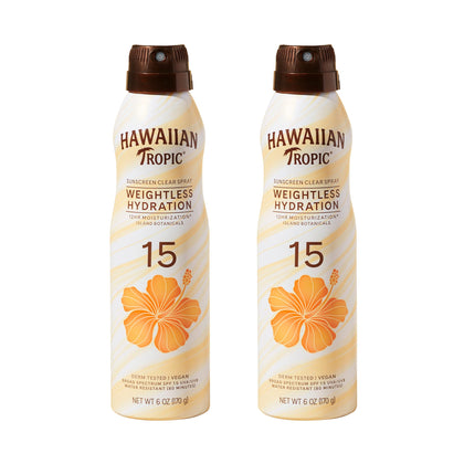 Hawaiian Tropic Spray Solaire Hydratation Légère SPF 15 pack de 2