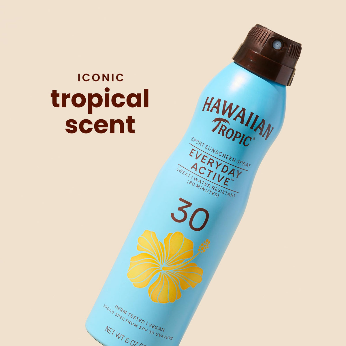 Hawaiian Tropic Spray Solaire Sport 180 ml avec étiquette visible