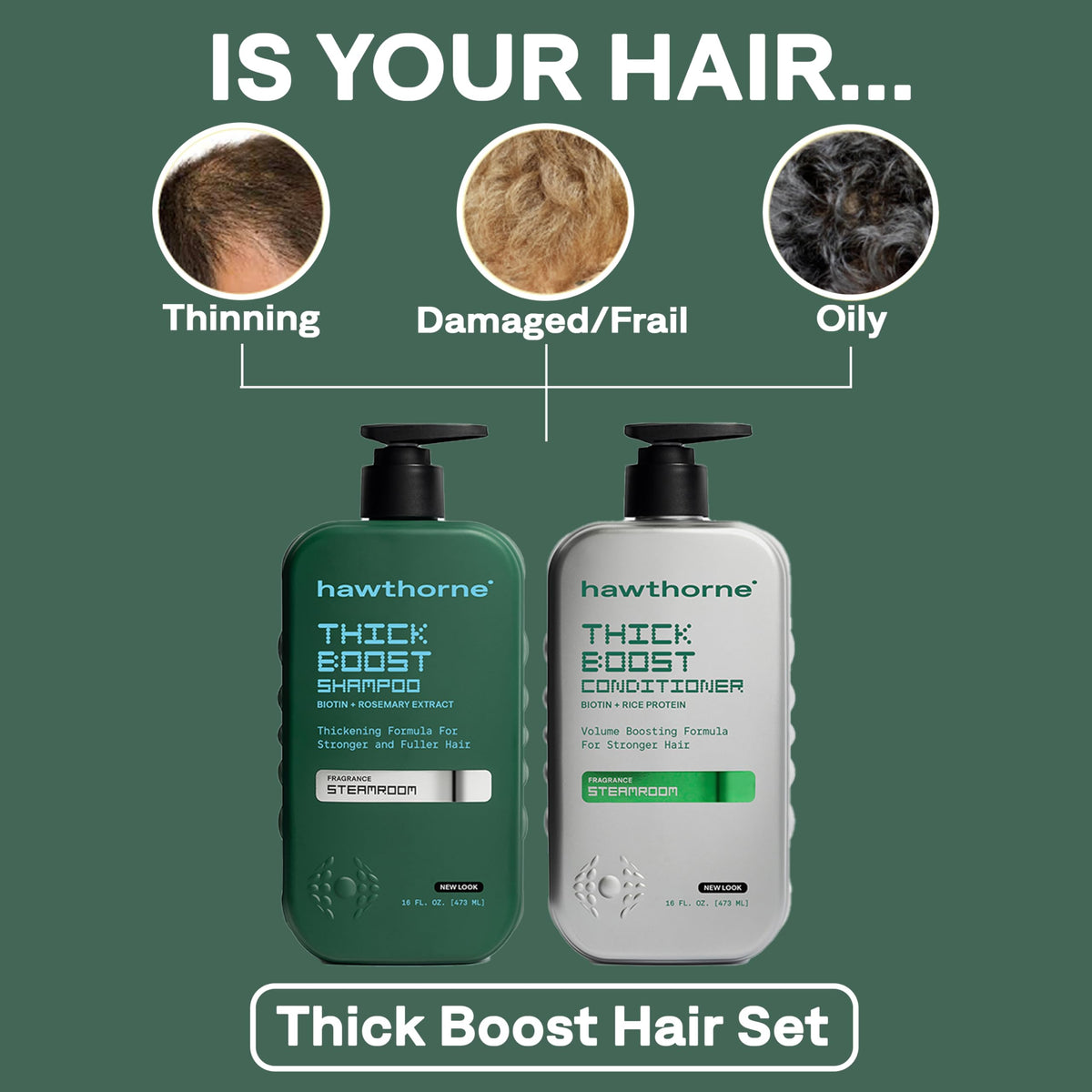 Hawthorne Shampoo Épaississant avec étiquette et ingrédients