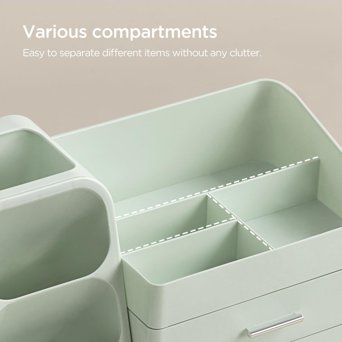 HBlife Organisateur de Maquillage vert avec produits de soin et maquillage