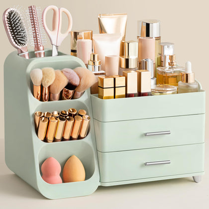 HBlife Organisateur de Maquillage vert avec tiroirs et compartiments