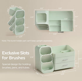 HBlife Organisateur de Maquillage vert vue de haut avec produits de beauté