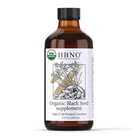 HBNO Huile de Nigelle Bio 240ml bouteille en verre vue de face