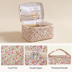 HBselect Trousse de Maquillage Matelassée ouverte montrant plusieurs compartiments