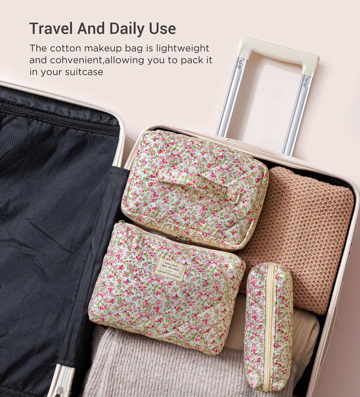 HBselect Trousse de Maquillage Matelassée pliée pour le rangement