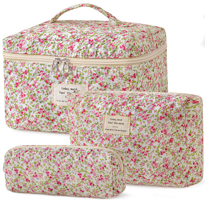 HBselect Trousse de Maquillage Matelassée vue de face avec motif floral