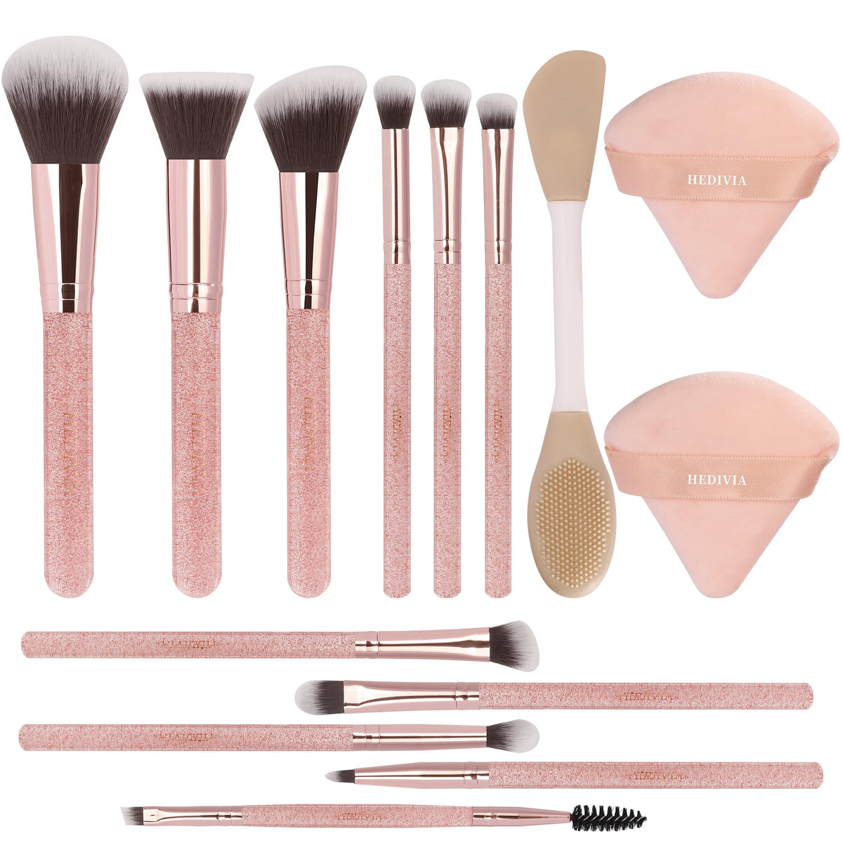 HEDIVIA Ensemble de Pinceaux de Maquillage 14 Pièces avec Étui