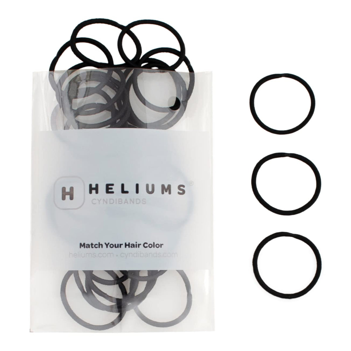 Heliums petits élastiques à cheveux noirs, pack de 48 unités