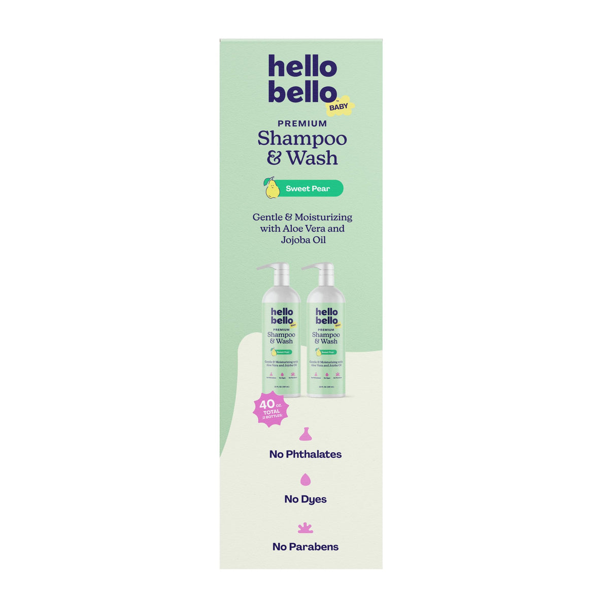 Hello Bello Shampoo et Gel Douche 40oz avec gouttes d'eau