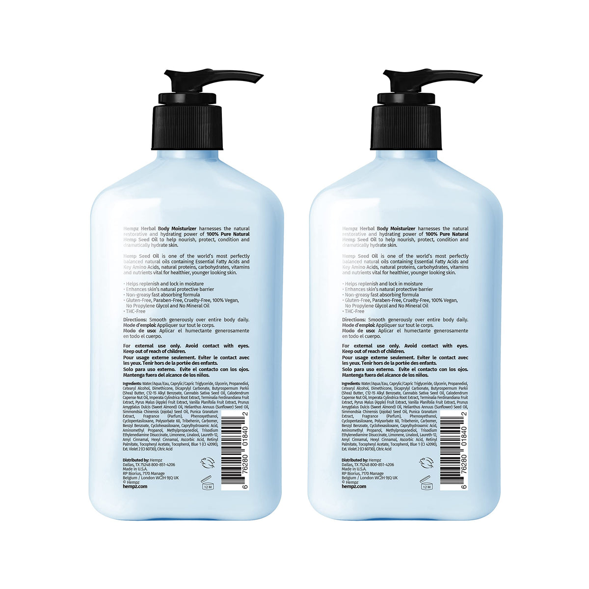 Hempz Crème Corps Fouettée 17 Fl Oz, vue arrière