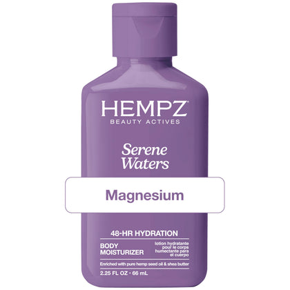 Hempz Lotion Corps Mini Magnésium 80g vue avant avec design apaisant