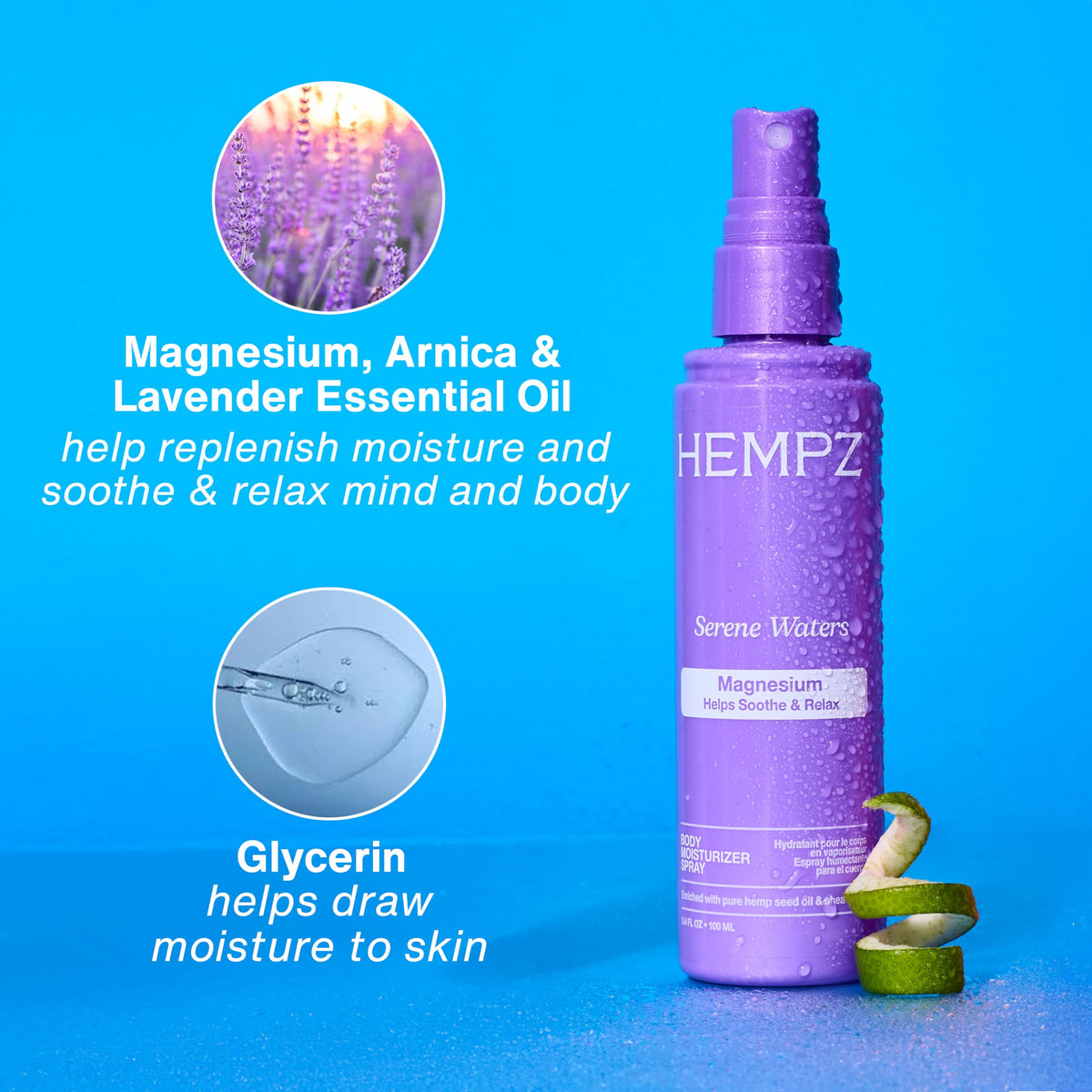 Hempz Spray Corporel Magnésium 100ml format voyage