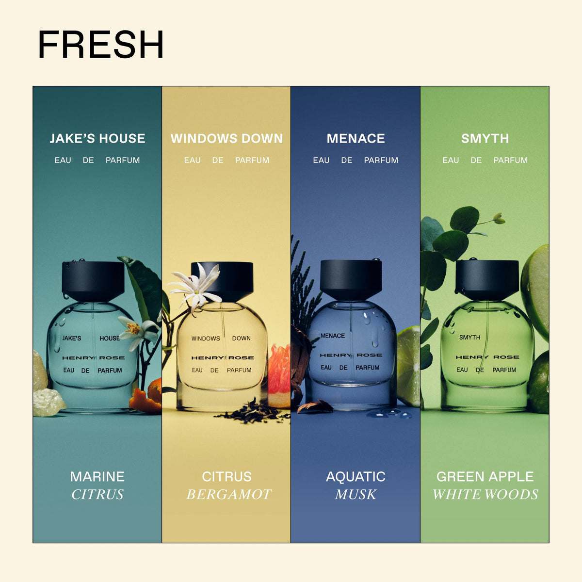 Henry Rose miniatures de parfum avec étiquettes