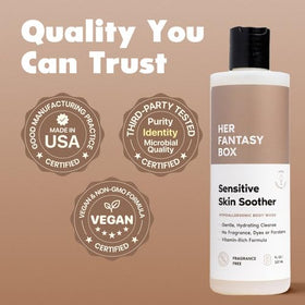 Her Fantasy Box Gel Douche Apaisant 272g en utilisation dans une salle de bain