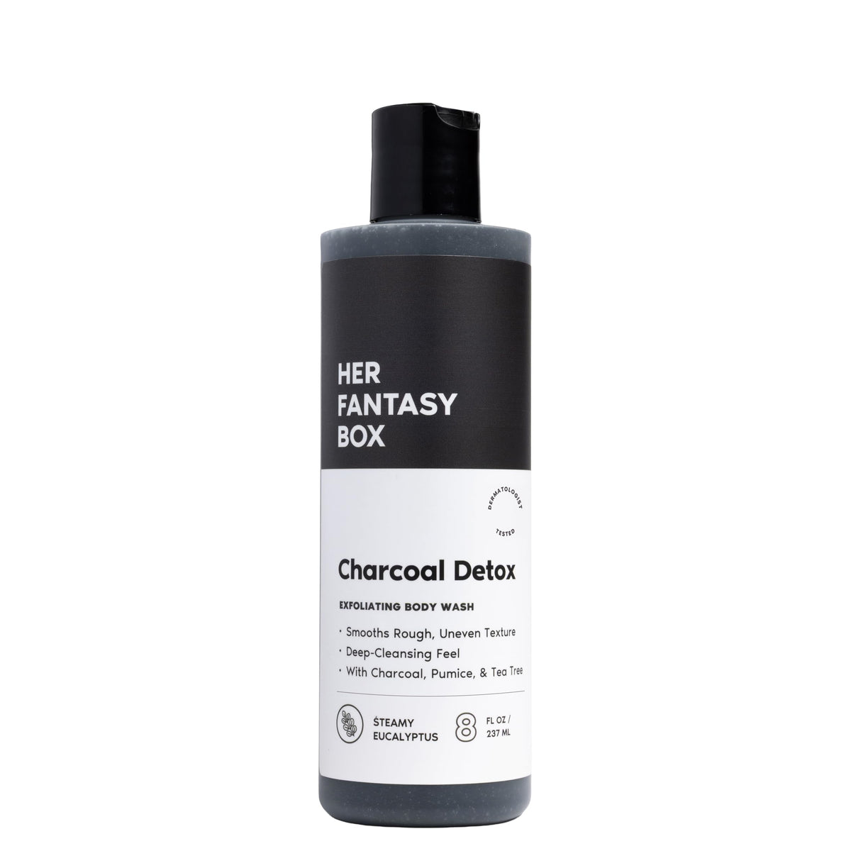 Her Fantasy Box Gel Douche Exfoliant Charbon Actif 237ml, vue avant