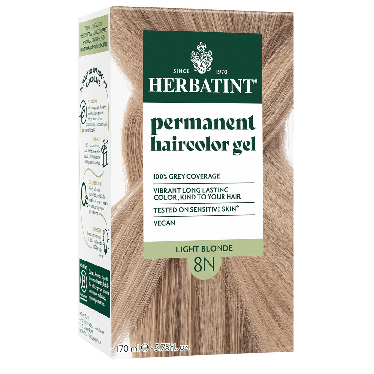 Herbatint 8N Teinture Cheveux Blonde Clair 209g - Vue avant