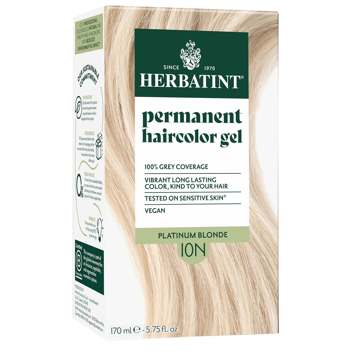 Herbatint Teinture Capillaire Permanente 10N Blonde Platine avant l'application