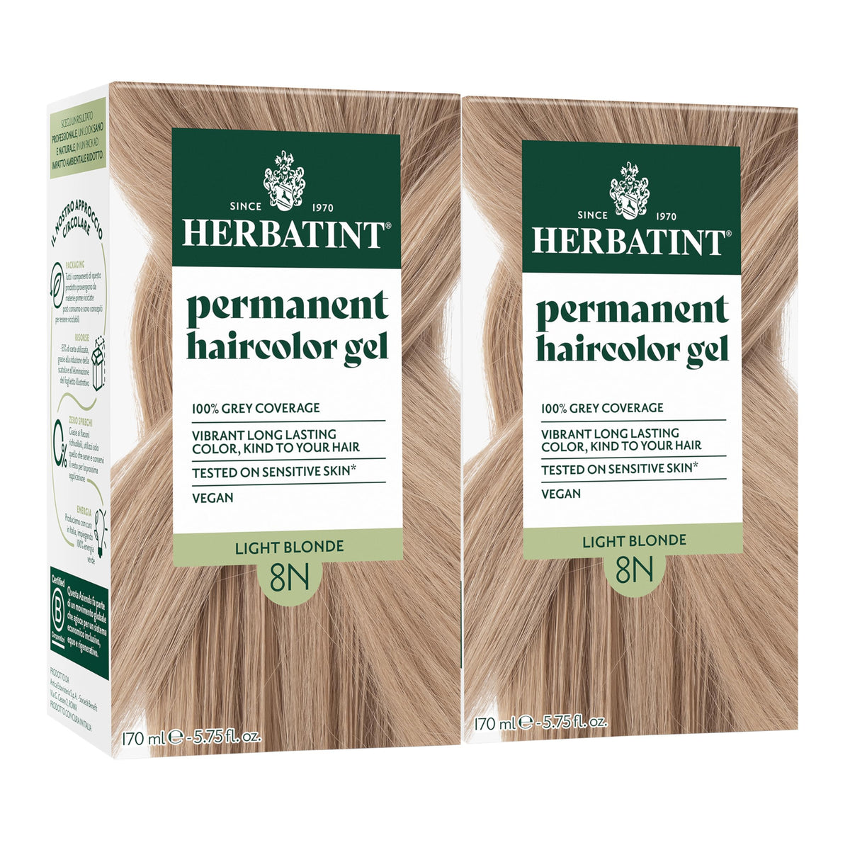 Herbatint Teinture Capillaire Permanente 8N Blonde Clair - emballage avant