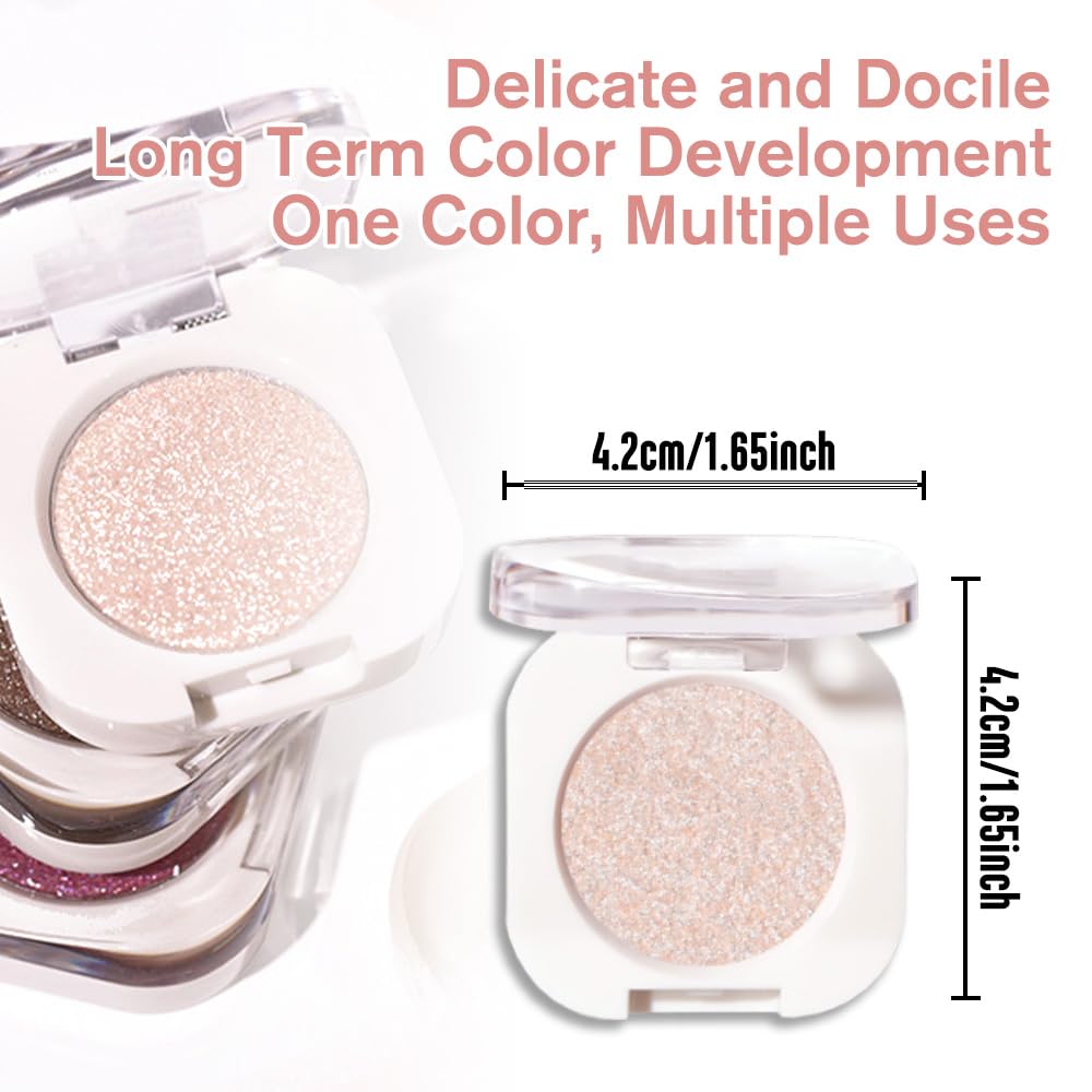 HHLTOH Fard à paupières pailleté blanc nacré sur une palette