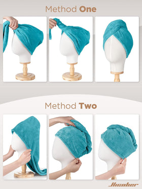 Hicober Serviette Cheveux Microfibre avec boucle à bouton