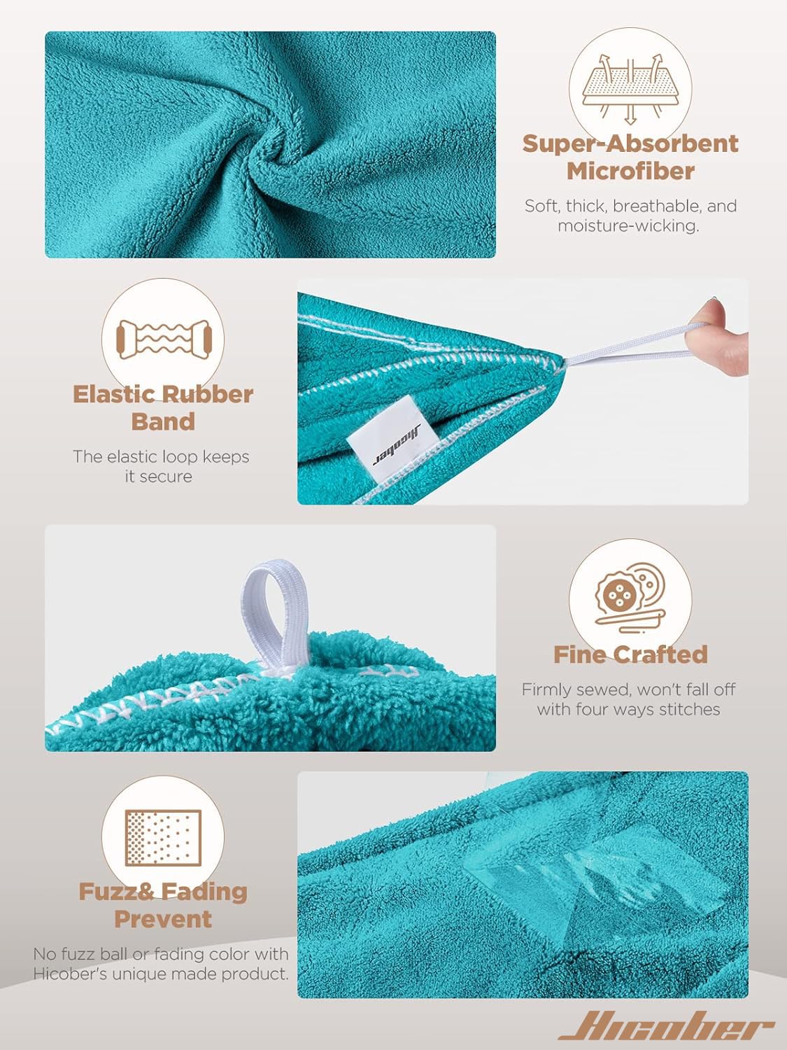 Hicober Serviette Cheveux Microfibre en utilisation à la maison