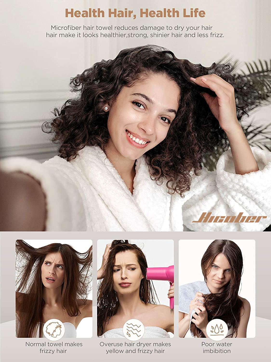 Hicober Serviette Cheveux Microfibre vue arrière