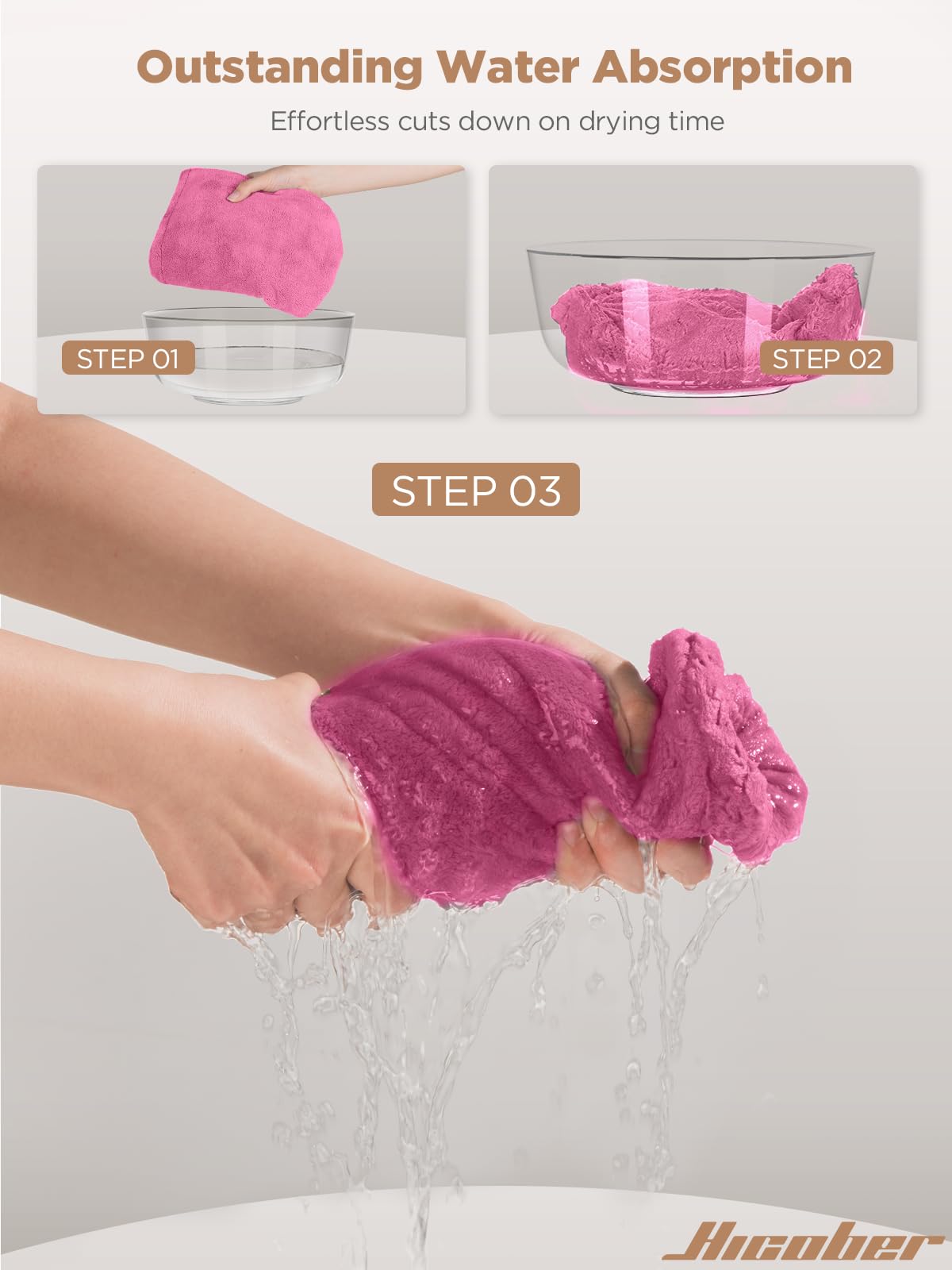Hicober serviette microfibre cheveux utilisée pendant le maquillage