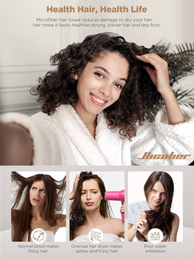 Hicober serviette microfibre violette pour cheveux, vue arrière