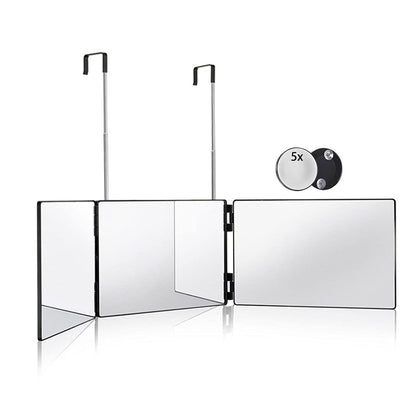 HIEEY miroir trifold 3 voies vue de face avec verre miroir