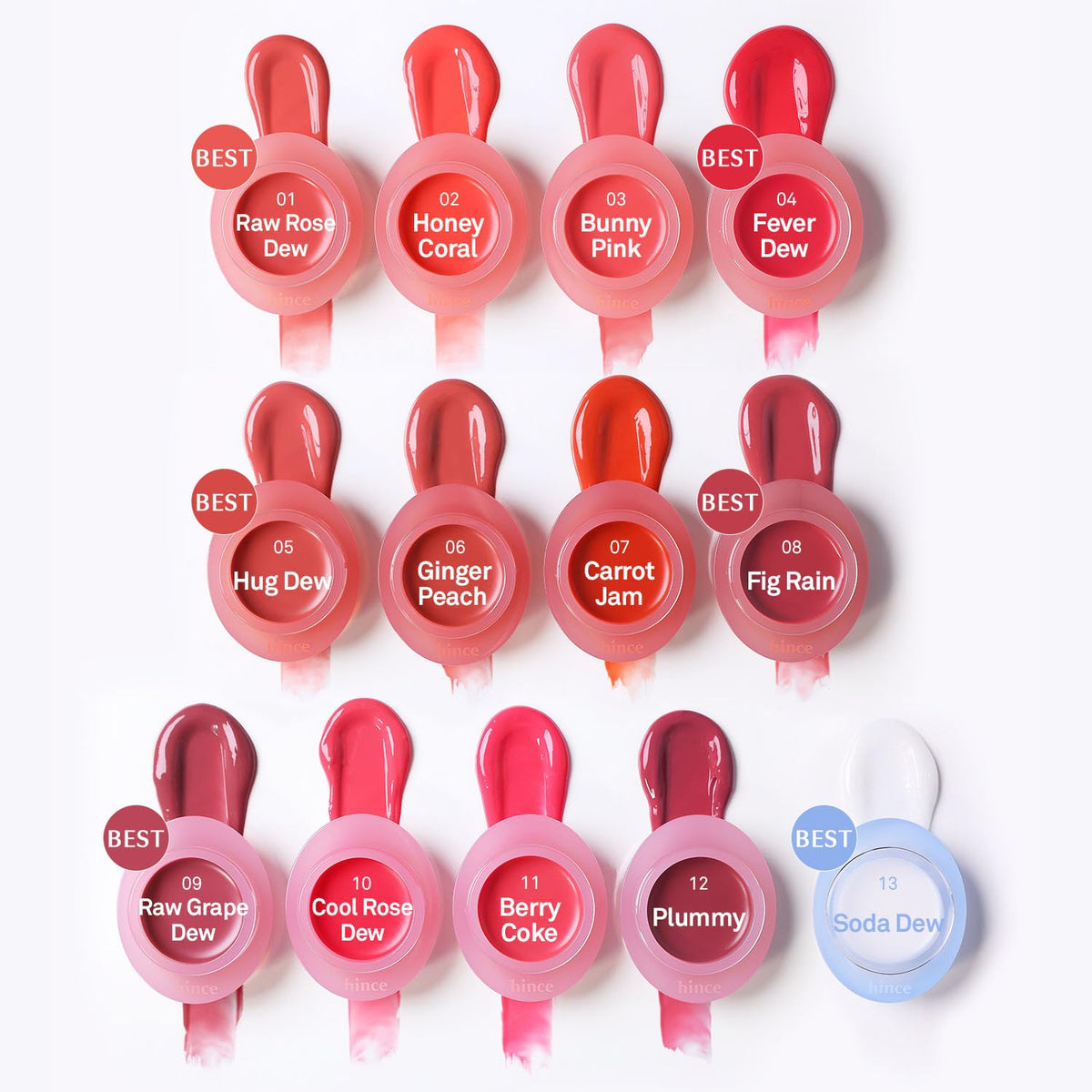 HINCE Raw Glow Dewy Ball GINGER PEACH à côté de produits cosmétiques