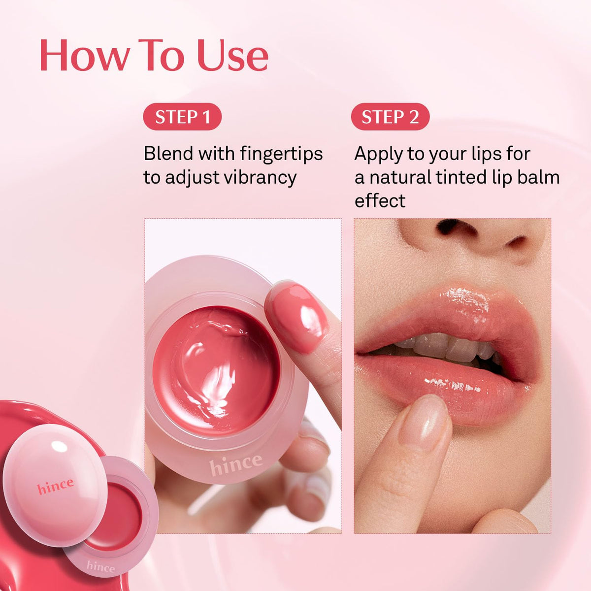 HINCE Raw Glow Dewy Ball GINGER PEACH appliqué sur lèvres