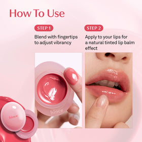 HINCE Raw Glow Dewy Ball GINGER PEACH appliqué sur lèvres