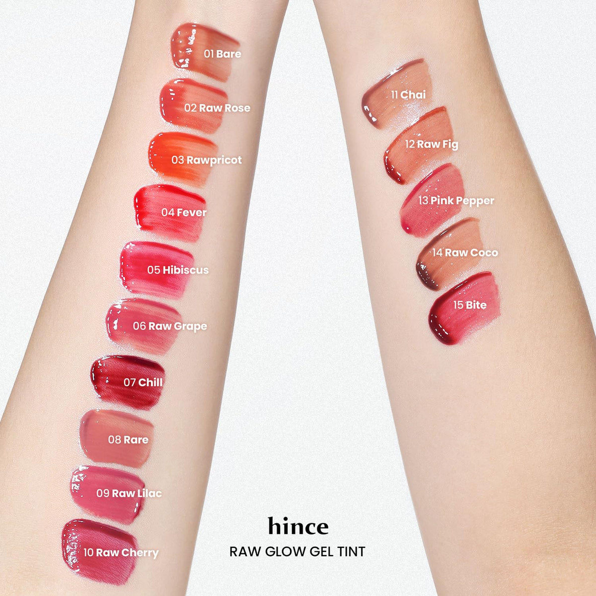 HINCE Raw Glow Lip Tint, couleur Chill sur les lèvres