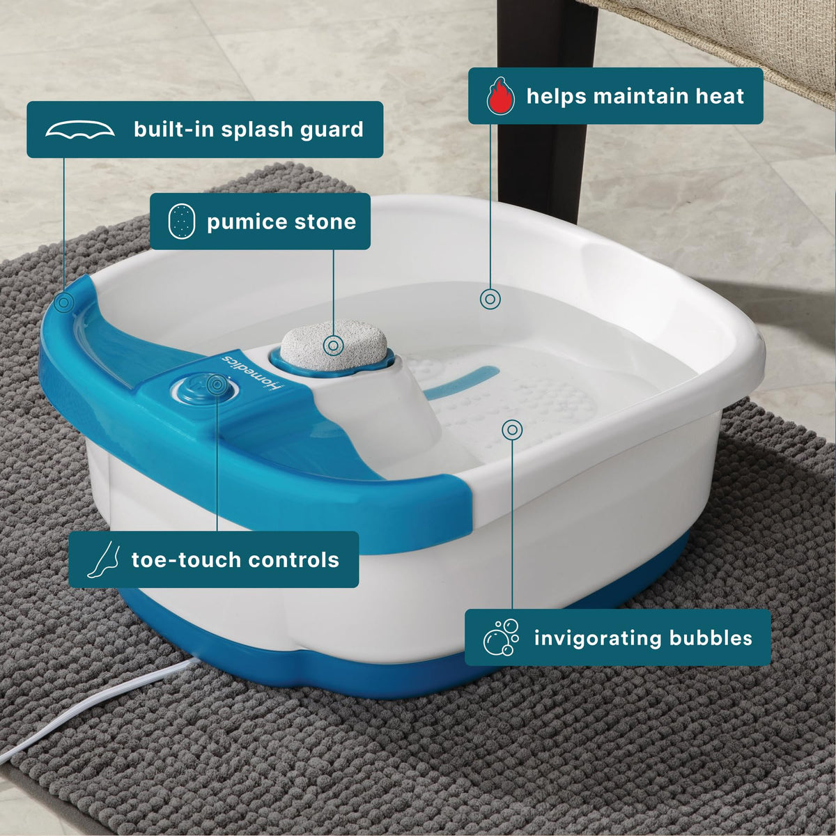 Homedics Spa de Pieds Bubble Mate avec contrôle au pied