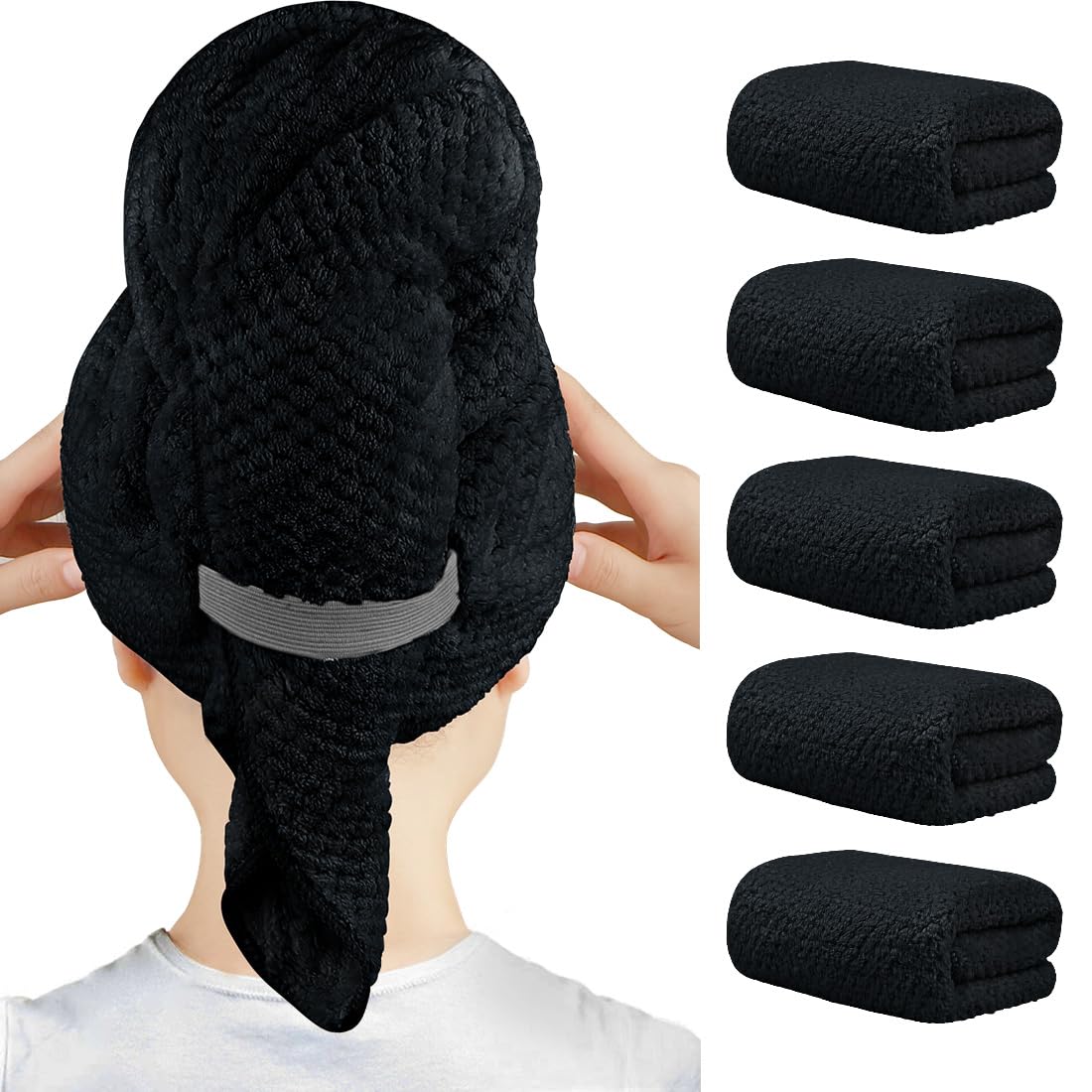 HOMEXCEL serviettes en microfibre pour cheveux, modèle bleu, vue avant