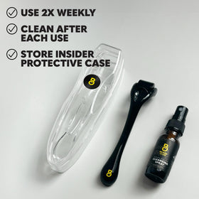 Homme utilisant le Derma Roller sur son cuir chevelu