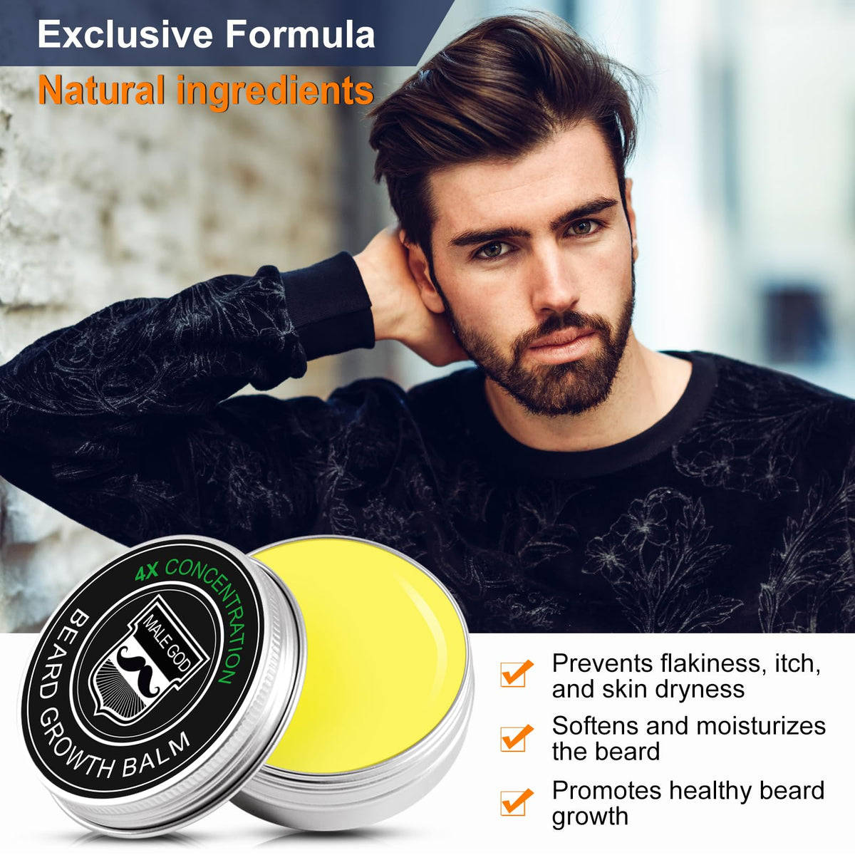 Homme utilisant le kit de barbe MALE GOD