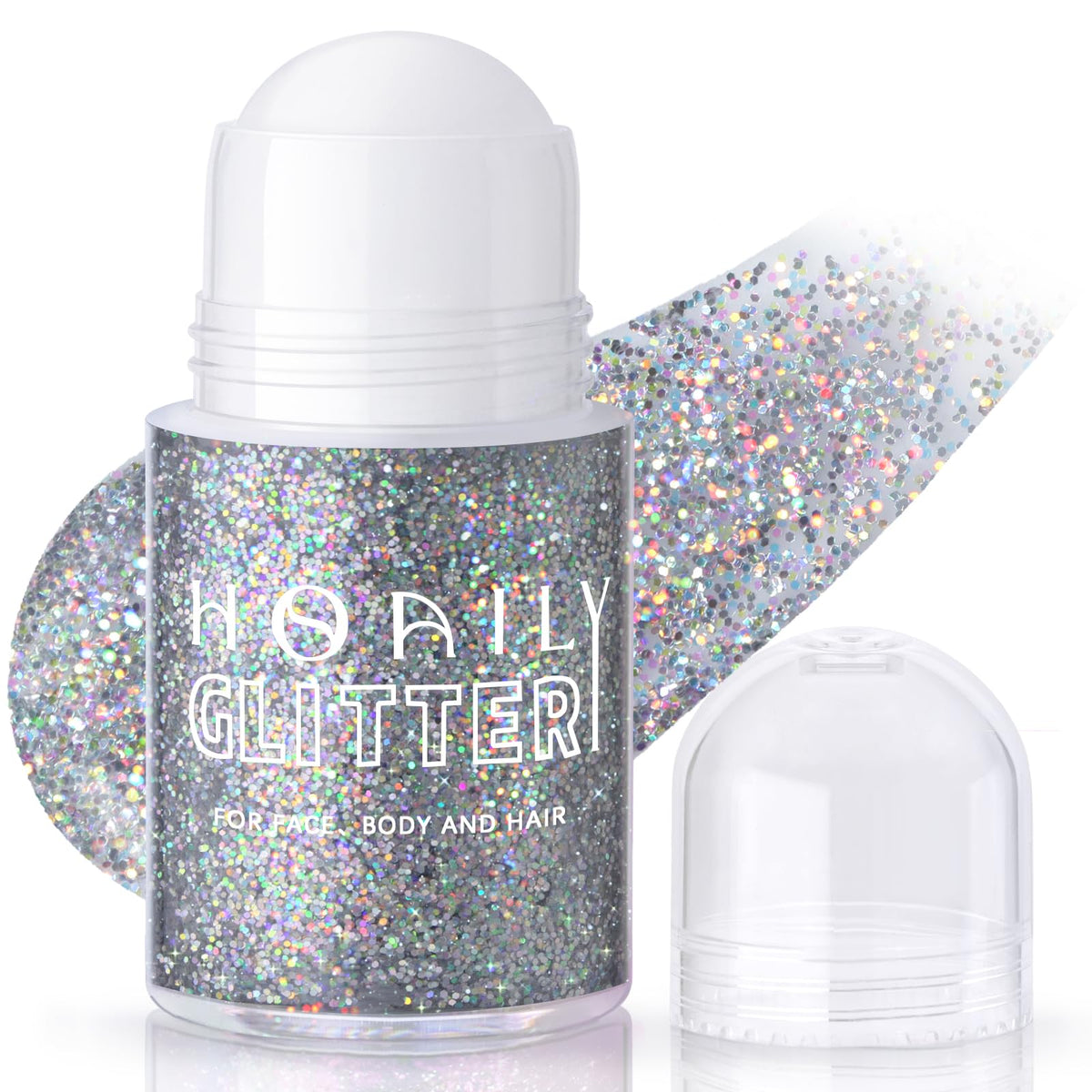 HOSAILY Gel Paillettes Holographiques Argentées, vue de face