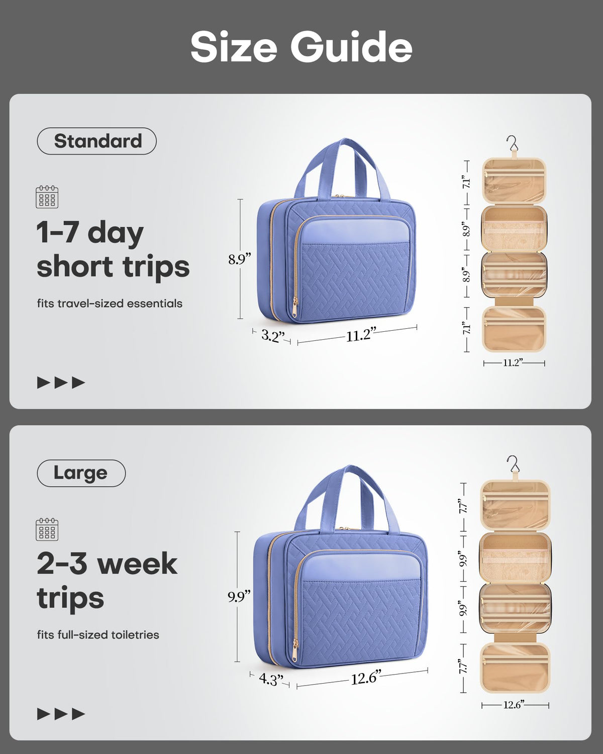 HOTOR sac de voyage suspendu Aegean-Blue poches transparentes