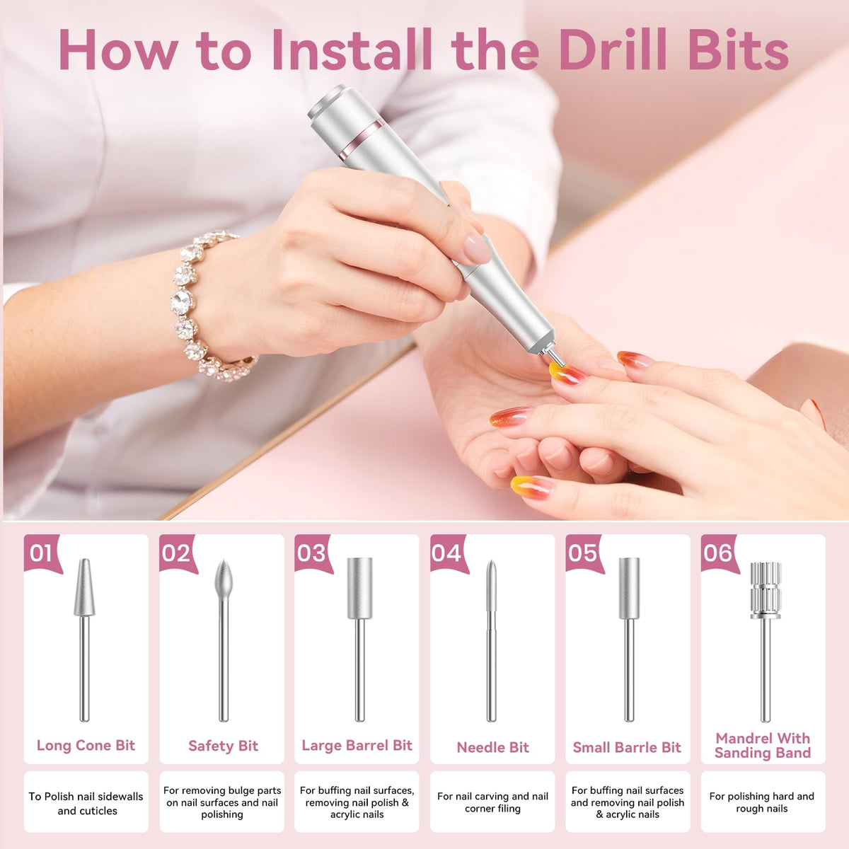 Hoxida perceuse à ongles démontrant la fonctionnalité de rotation