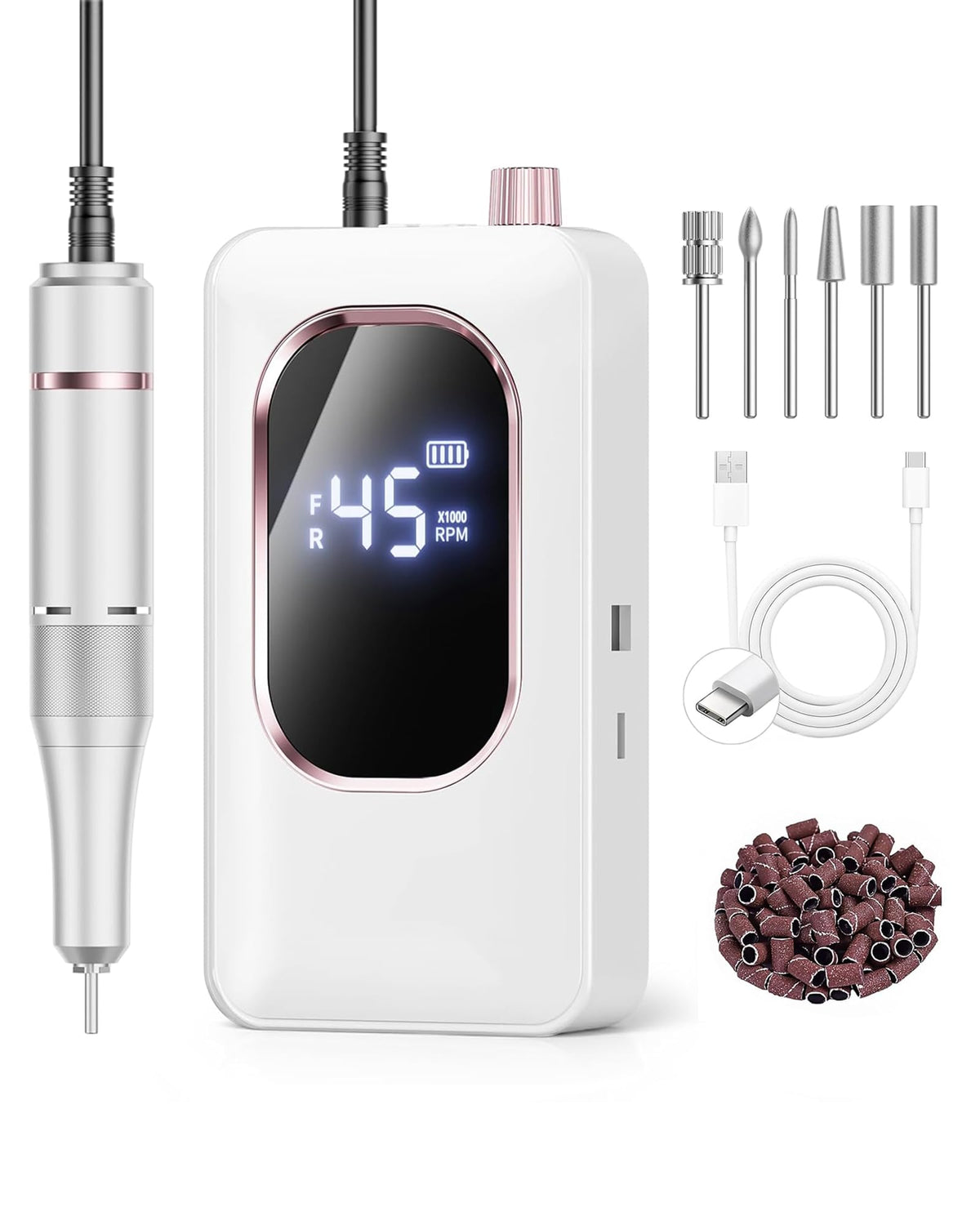 Hoxida perceuse à ongles électrique vue de face avec affichage LCD