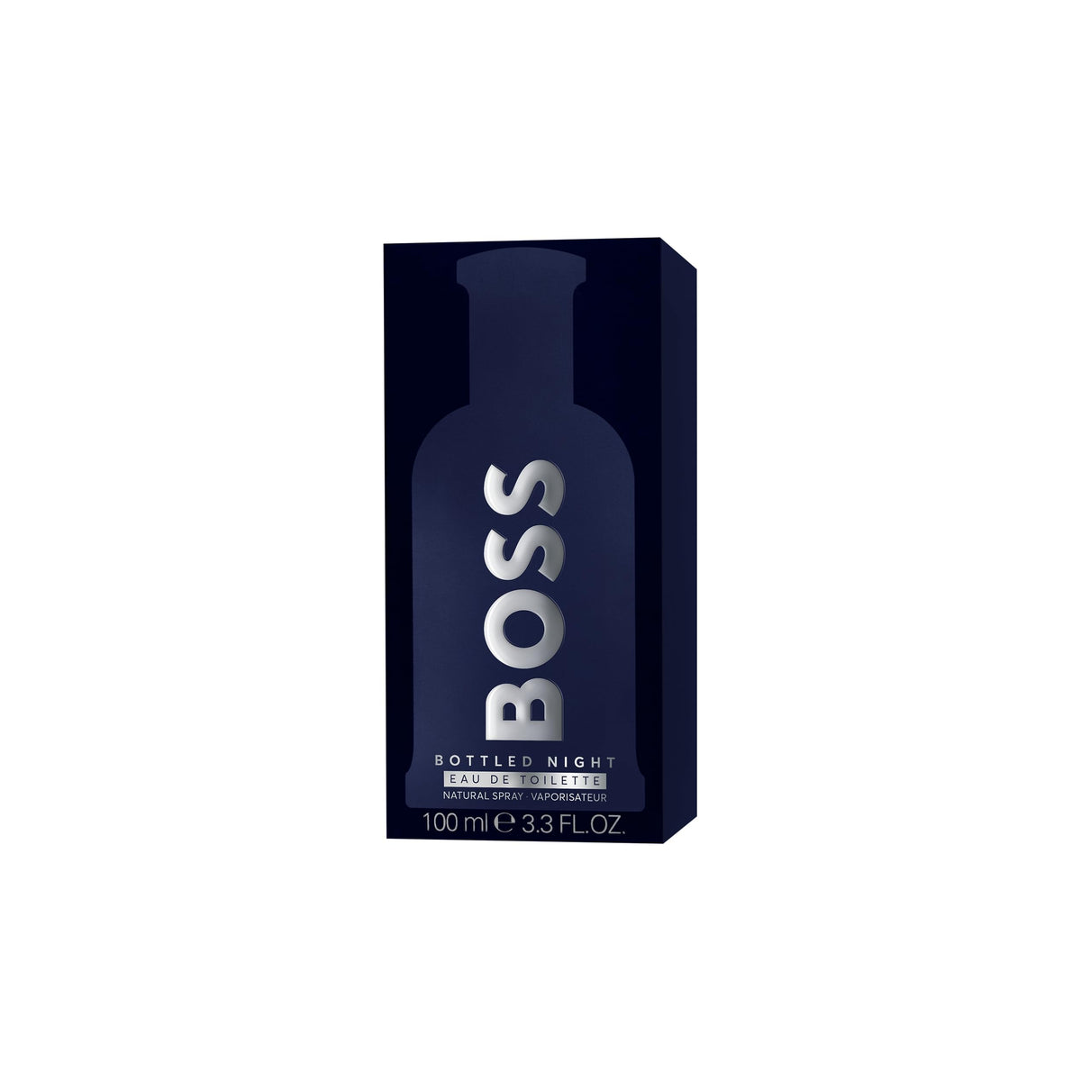Hugo Boss Bottled Night sur une table avec décor