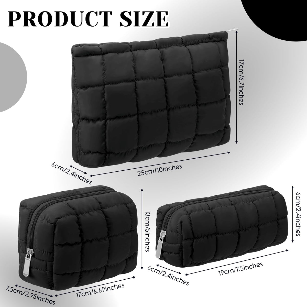Huhumy trousse de maquillage puffer noire ouverte avec accessoires