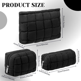 Huhumy trousse de maquillage puffer noire ouverte avec accessoires